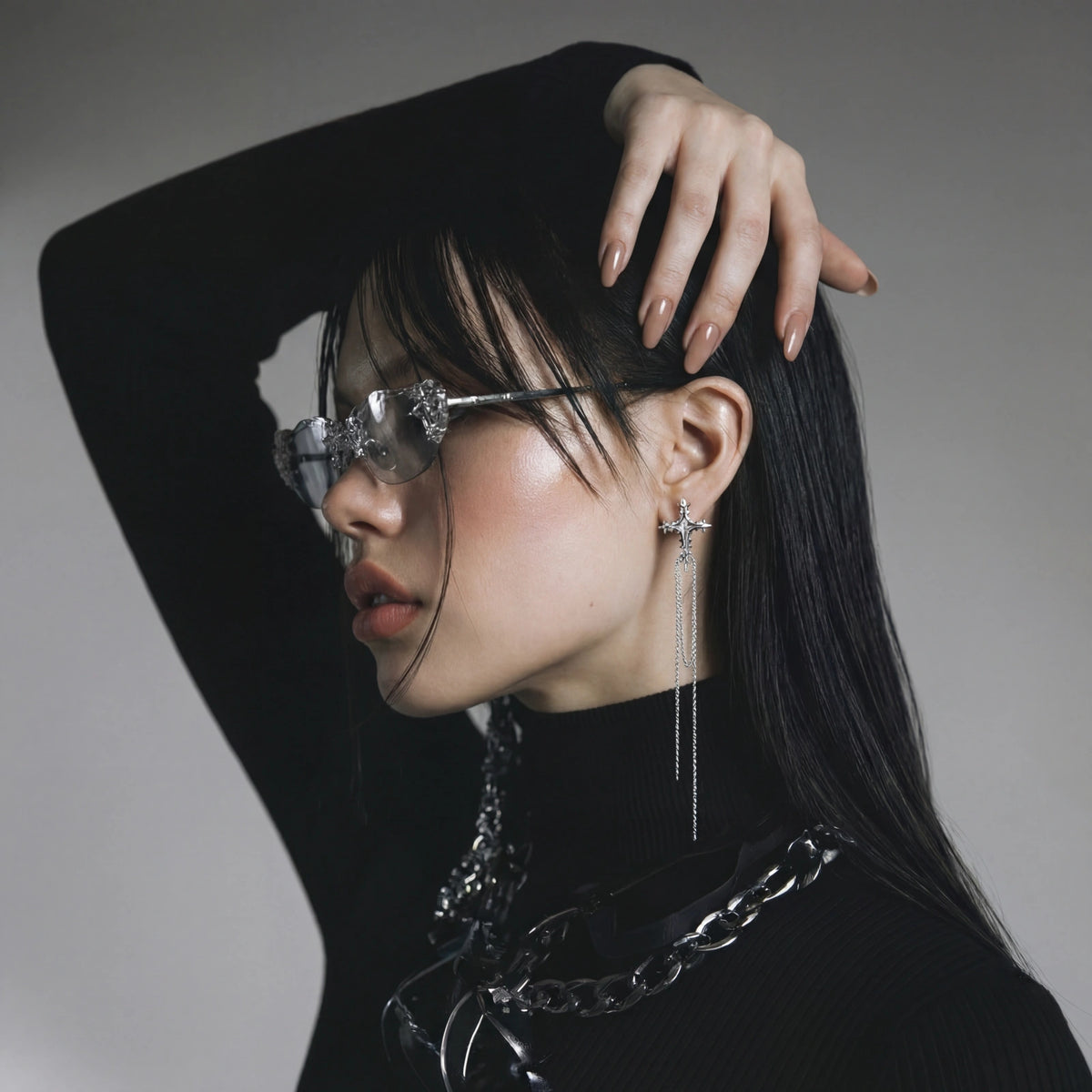 Celestial Cross Tassel Earrings